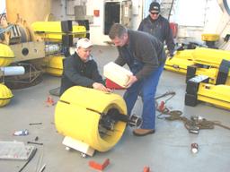 Assembling the data hub.  The data hub is at the offshore end of the cable, and receives data from moorings nearby.