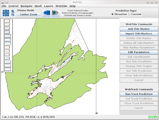 WebTide with the Bras d'Or Lake domain screenshot