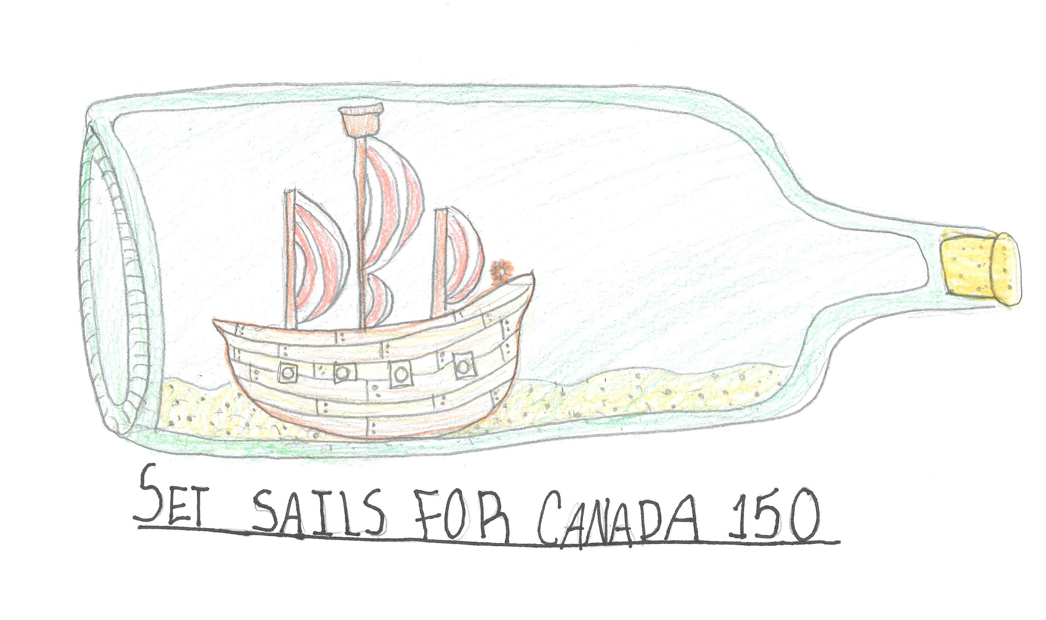 Second Prize: Mya C. Grade 6. "Set sails"