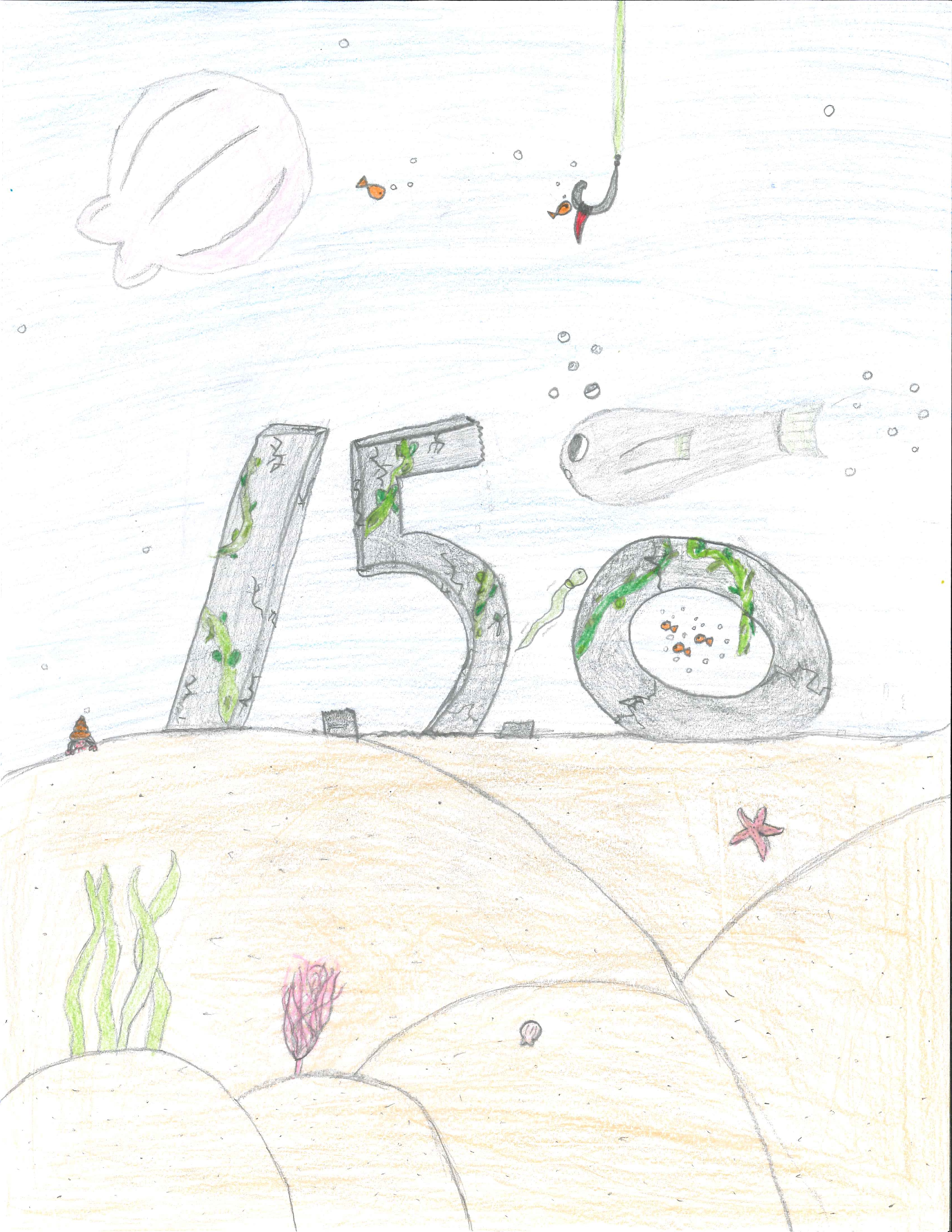Cinquième finaliste : Sydnei M. 6e année. "Plancher océanique 150"