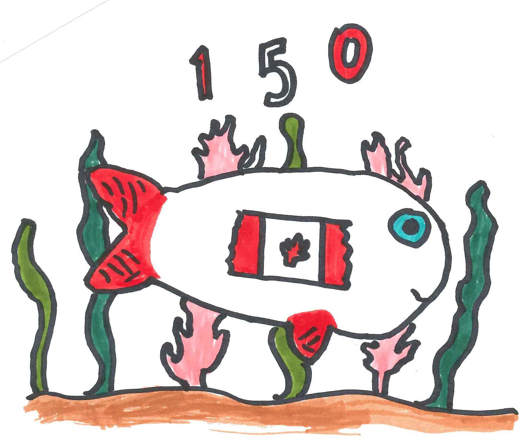 Third Special Mention: Riley C. Grade 3. "150 fish"