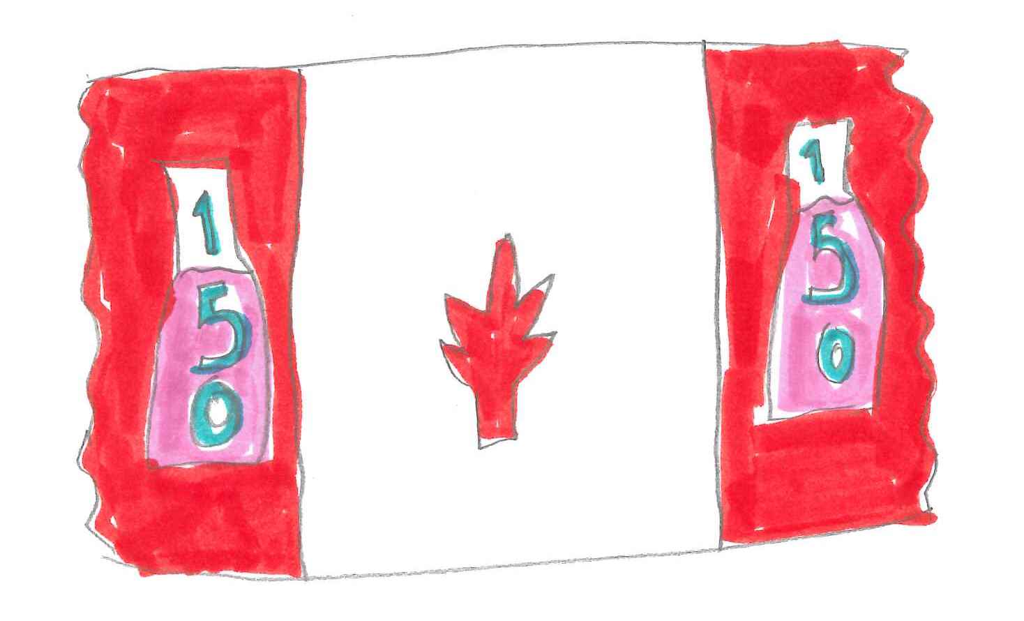 Third Special Mention: Riley C. Grade 3. "150 flag"