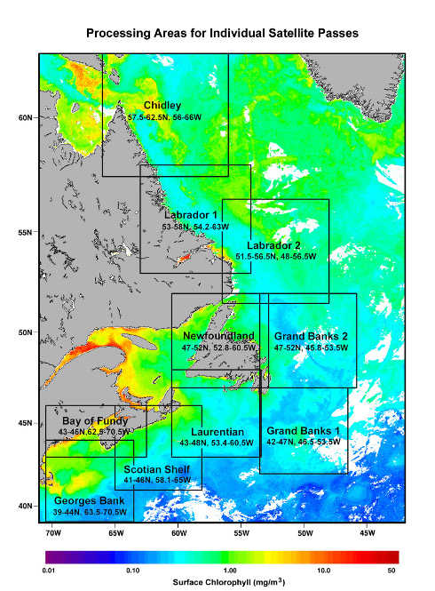 Figure 1 : Processing Areas for Individual Satellite Passes